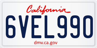 CA license plate 6VEL990