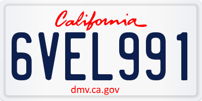 CA license plate 6VEL991