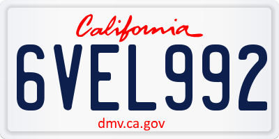 CA license plate 6VEL992