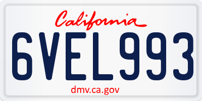 CA license plate 6VEL993