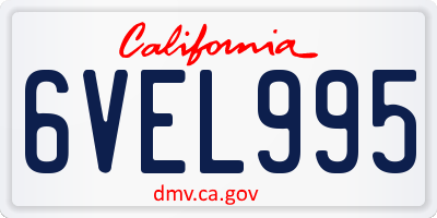 CA license plate 6VEL995