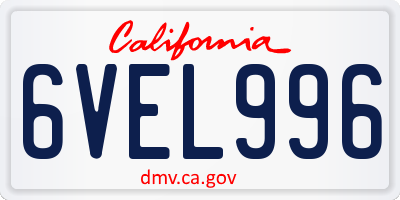 CA license plate 6VEL996