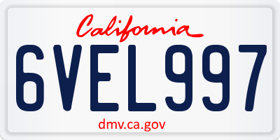 CA license plate 6VEL997