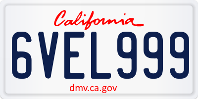 CA license plate 6VEL999