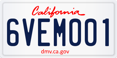 CA license plate 6VEM001