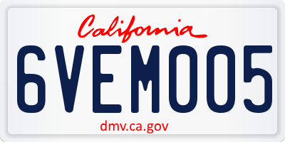 CA license plate 6VEM005