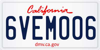 CA license plate 6VEM006