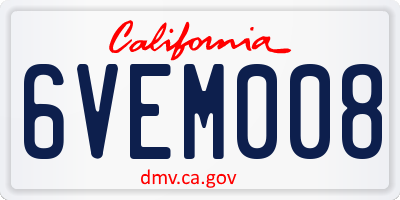 CA license plate 6VEM008
