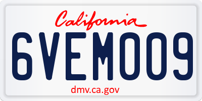 CA license plate 6VEM009