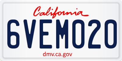 CA license plate 6VEM020