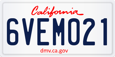 CA license plate 6VEM021