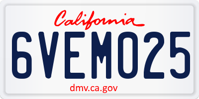 CA license plate 6VEM025