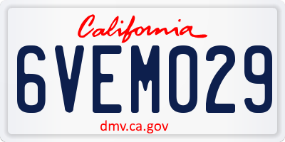 CA license plate 6VEM029