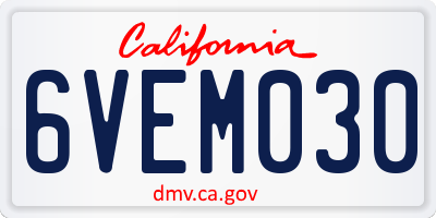CA license plate 6VEM030