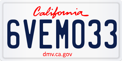 CA license plate 6VEM033