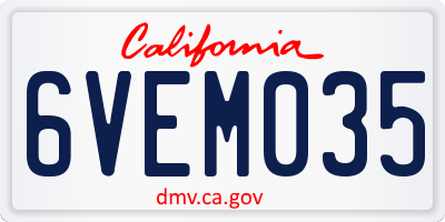 CA license plate 6VEM035