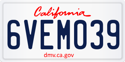 CA license plate 6VEM039