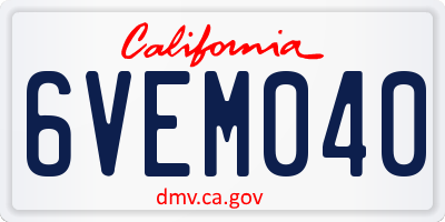 CA license plate 6VEM040