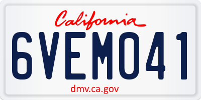 CA license plate 6VEM041