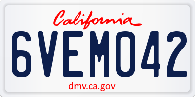 CA license plate 6VEM042