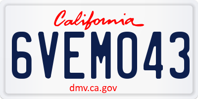 CA license plate 6VEM043