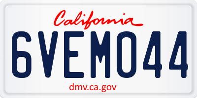CA license plate 6VEM044