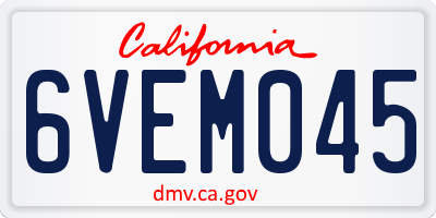 CA license plate 6VEM045