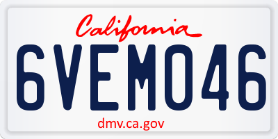 CA license plate 6VEM046