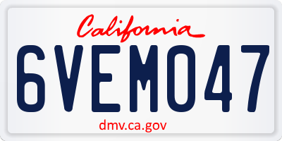 CA license plate 6VEM047
