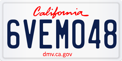 CA license plate 6VEM048
