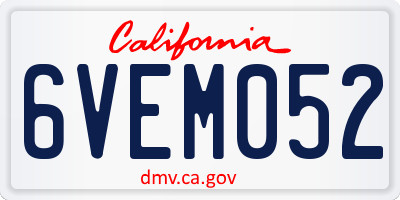 CA license plate 6VEM052