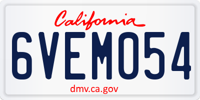 CA license plate 6VEM054