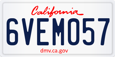 CA license plate 6VEM057