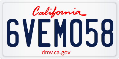 CA license plate 6VEM058