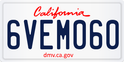 CA license plate 6VEM060