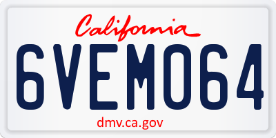 CA license plate 6VEM064