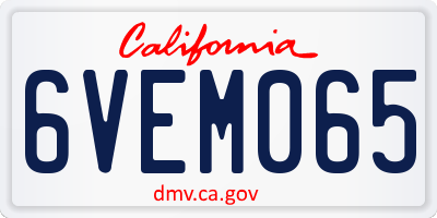 CA license plate 6VEM065
