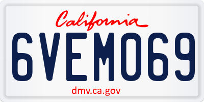 CA license plate 6VEM069
