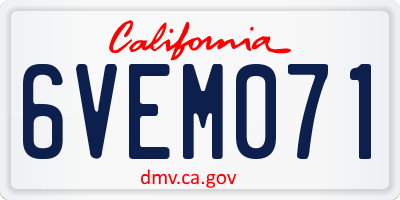 CA license plate 6VEM071