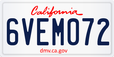 CA license plate 6VEM072