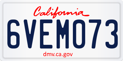 CA license plate 6VEM073