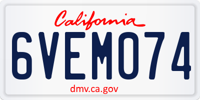 CA license plate 6VEM074