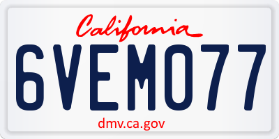 CA license plate 6VEM077
