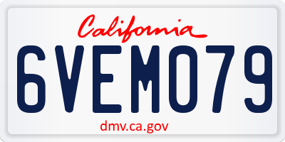 CA license plate 6VEM079
