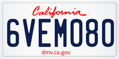 CA license plate 6VEM080