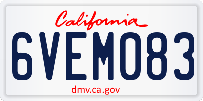 CA license plate 6VEM083