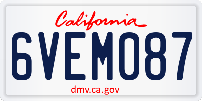 CA license plate 6VEM087