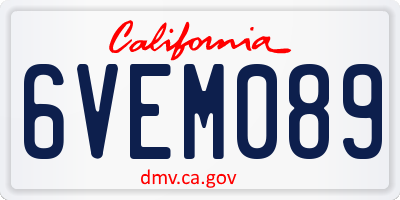 CA license plate 6VEM089
