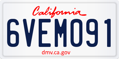 CA license plate 6VEM091