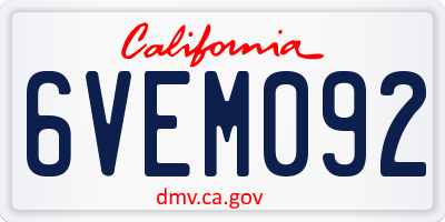 CA license plate 6VEM092